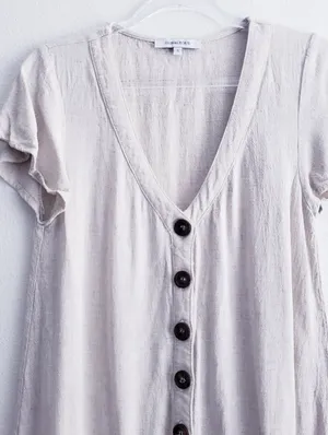 Olivaceous Button Down Ruffle Mini Bohemian Dress thumbnail 3