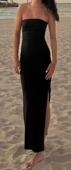 Bershka Polyamide Black Tube Top Dress thumbnail 1