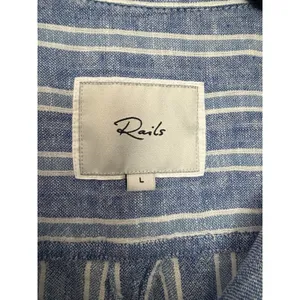 Rails Charli Shirt Womens Large Linen Blend Lake View Stripe Button Blue KKK10-2 thumbnail 2