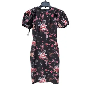 Antonio Melani NWT Tatum Dress Blackberry Ivory Floral Puff Sleeve Sheath Size 0 thumbnail 2