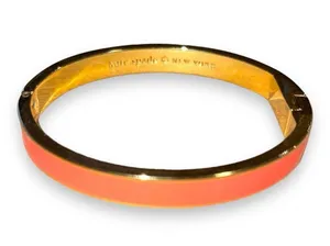 Kate Spade New York Sparks Fly Enamel Bangle Bracelet Coral Gold Tone thumbnail 2