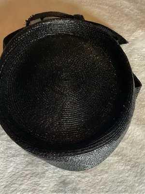 Vintage Rochelle Originals Black Straw Boater Hat | Classic Elegant Bow thumbnail 2
