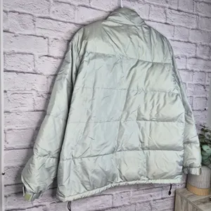 LL Bean Womens Large Goose Down Puffer Jacket Coat Vintage Silver Metallic Gray thumbnail 9