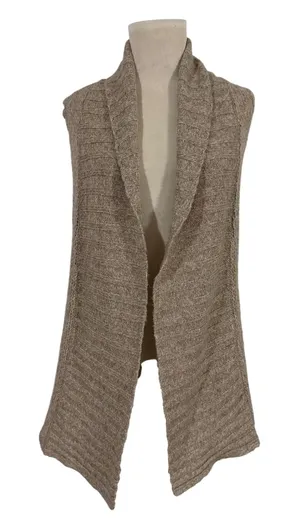 Old Navy Women's M‎ Vintage Knitted Beige Long Vest Cardigan Sweater Wool Blend thumbnail 1