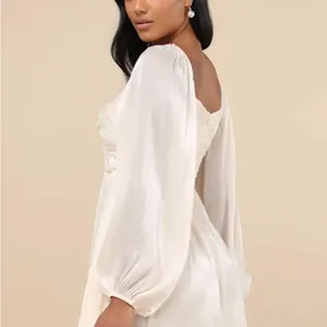 NWT Lulu's Cream Bishop Sleeve Sweetheart Mini Dress thumbnail 3