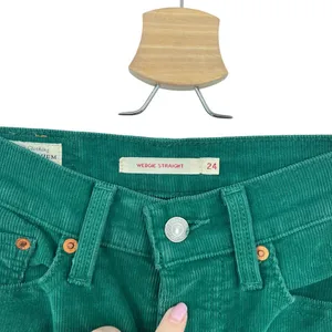 Levi's Wedgie Straight Fit Corduroy‎ Pants Green Size 24 thumbnail 6
