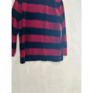 Lauren Ralph Lauren Red Black‎ Striped Velour Quarter Zip Pullover Sweater XL thumbnail 7