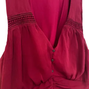 Abercrombie & Fitch V-Neck Fit & Flare Sleeveless Dress Women's XL‎ Wine Dainty thumbnail 2