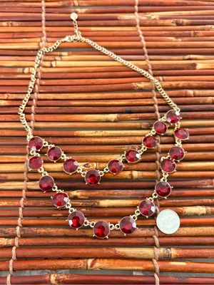 Simply Vera Vera Wang Gold-Tone Double Strand Necklace Ruby Red Stones 18”-20” thumbnail 3