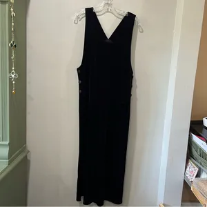 VTG Y2K‎ Jacqueline Ferrar VELVET VELOUR Black Jumper Dress Maxi Stretch Size 12 thumbnail 2