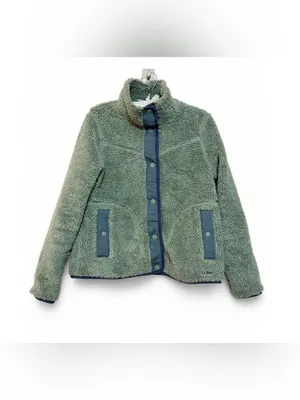 L.L. Bean Women’s Long Sleeve Sherpa Fleece Teddy Mock Snap Front Jacket Size S thumbnail 2