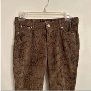 Women’s Zara Brown Black Animal Snake Print Corduroy Pants Jeans Size 2 thumbnail 5