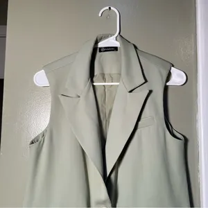 Prettygarden Women's Size Small Sleeveless Vest Light Sage Green One Button 7106 thumbnail 5