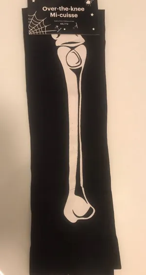 Over The Knee Skeleton Socks Black thumbnail 1