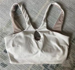 Lululemon Athletica White and Tan Sports Bra with Wide Straps thumbnail 1