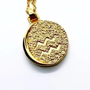Handmade Gold-Tone Skeleton Engraved Pendant Necklace thumbnail 4