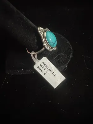 925 Sterling Silver Mexican Turquoise Ring size 9 Blue thumbnail 6