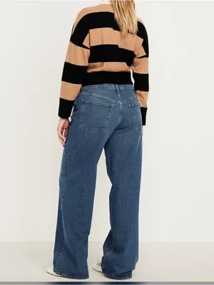 New Old Navy Mid-Rise OG “The Slouchy” Wide Leg Women’s Jeans Sz10 Dark Wash thumbnail 2