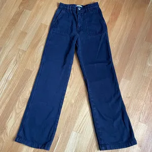 Zara Women’s Black High Rise Wide Leg Utility Pants Size XS 100% Cotton thumbnail 1