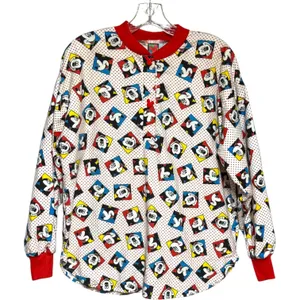 Mickey Unlimited Cotton Vintage 90s Pajama Lounge Set White Red Medium thumbnail 2