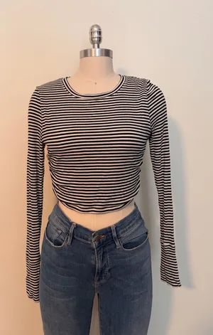 Aerie offline Striped Long Sleeve Crop Top thumbnail 1