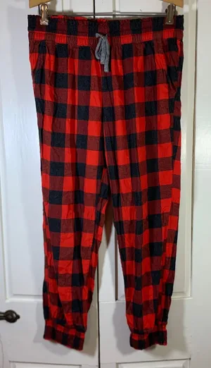 Aerie Red Black Buffalo Plaid Pajama Jogger Pants Womens Medium Cozy thumbnail 1