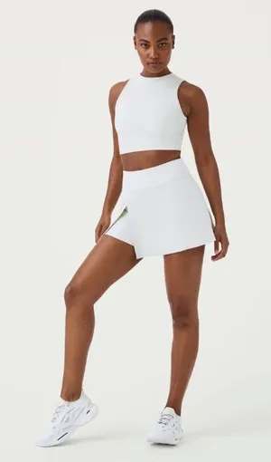 SPANX- Contour Rib Front Slit Skort White Size M thumbnail 1