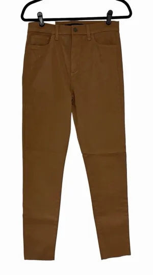 Joe's The Charlie High Rise Skinny Ankle Pants Brown Faux Leather Frayed 29 NWT thumbnail 1