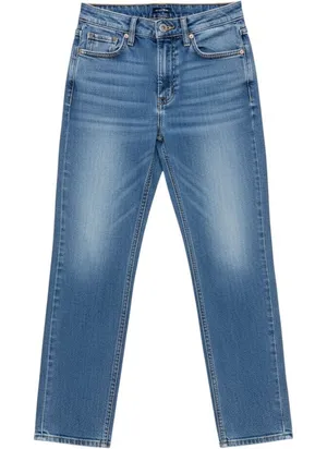 H&M Divided Straight Leg Jeans Women 0 Blue High Waisted Denim Medium Wash thumbnail 1
