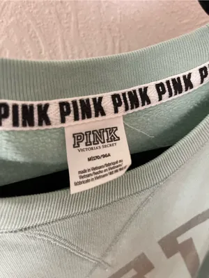 PINK Victoria's Secret Mint Green Crewneck with Silver Sparkle Logo thumbnail 3