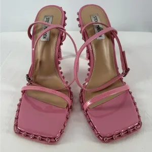 Steve Madden Zelle Square Toe‎ Rhinestone Heels in Pink Size 9 thumbnail 4