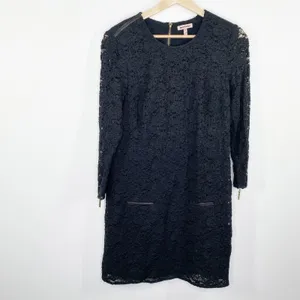 Juicy Couture Black Lace Long Sleeve Back Zip Sheath Dress‎ Womens Size Medium M thumbnail 2