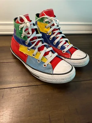 converse all star high top Women 7 Mens 5 Multi-Color Patch Work Color Block thumbnail 3
