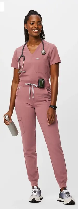 FIGS Zamora Jogger High Rise Scrub Pants - Mauve size small petite thumbnail 1