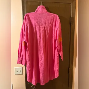 Caryn Lawn Preppy Corduroy Star Elbow Patch Dress in Pink thumbnail 5