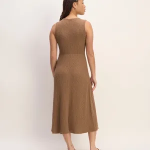 Everlane Dress Womens Medium Sleeveless Organic Cotton Ribbed Knit Stretch Brown thumbnail 2