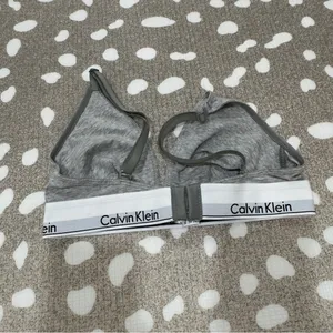 Calvin Klein Icon Cotton Modal Lined Triangle cotton bralette Heather logo thumbnail 4