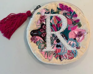 Anna Harlow Russo X Anthropologie | “R” velvet beaded bag thumbnail 1