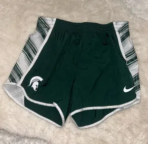 MSU Michigan State University green white Nike dri-fit shorts woman’s small thumbnail 1