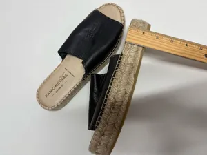 Ramoncinas Platform Leather Black Flat Espadrilles thumbnail 7
