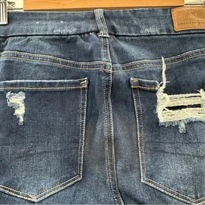 American Eagle Dark Wash Mid Rise Curvy Jegging Distressed Jeans Size‎ 4 Short thumbnail 5