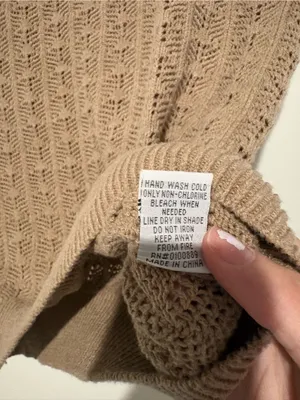 Frazzle Open-Knit‎ Sleeveless Sweater tan size small thumbnail 5