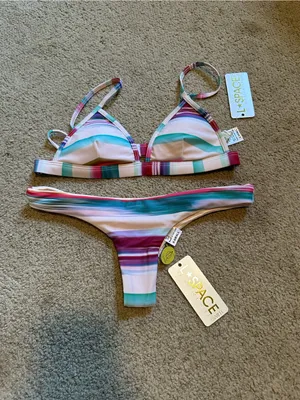 NWT L*Space Mirage triangle Itsy Cut bikini set extra small thumbnail 2