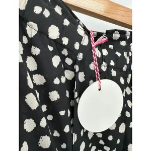 Umgee Black Cream Polka‎ Dot High waisted Pants Size L Wide Leg NWT Teacher thumbnail 5