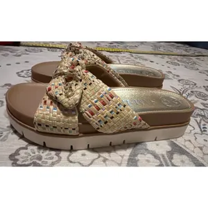 Sam & Libby Astrid Platform Sandals - Natural Multicolor Raffia Bow - Size 6 thumbnail 3