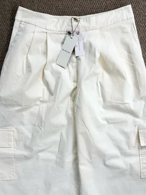 NWT Anthropologie Du Paradis Wide Leg Cargo Pants Cream Size 10 Retail $170.00 thumbnail 6
