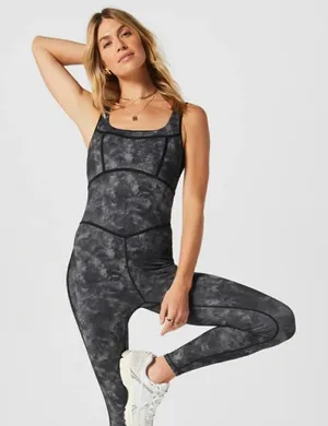 Fabletics NWT Frame PowerHold Black Patterned Jumpsuit Size XS Active Leggings thumbnail 1