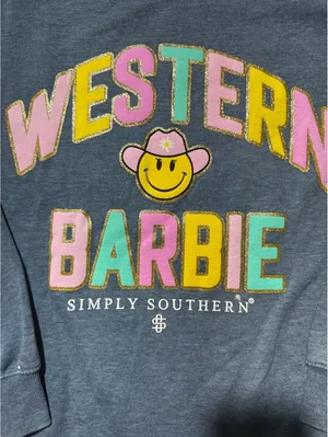 Simply Southern Western Barbie Sweatshirt - Large Cozy Fun! thumbnail 3
