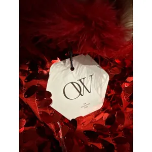NWT‎ OW Collection Luna Sequin Feather Mini Dress in Bordeaux Red Sz XS $228 thumbnail 5