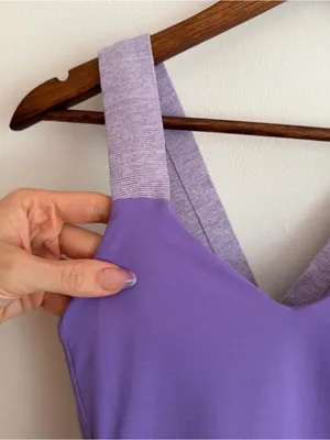 Lululemon Push Your Limits Tank Top Purple Heathered Straps Built In Bra Size 8 thumbnail 2